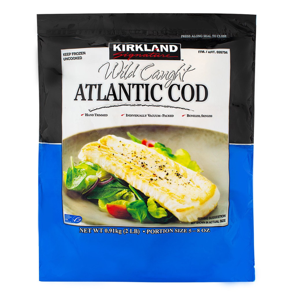 [#巧] Costco好市多代購 Kirkland Signature 冷凍野生大西洋鱈魚 0.91 公斤*2包入