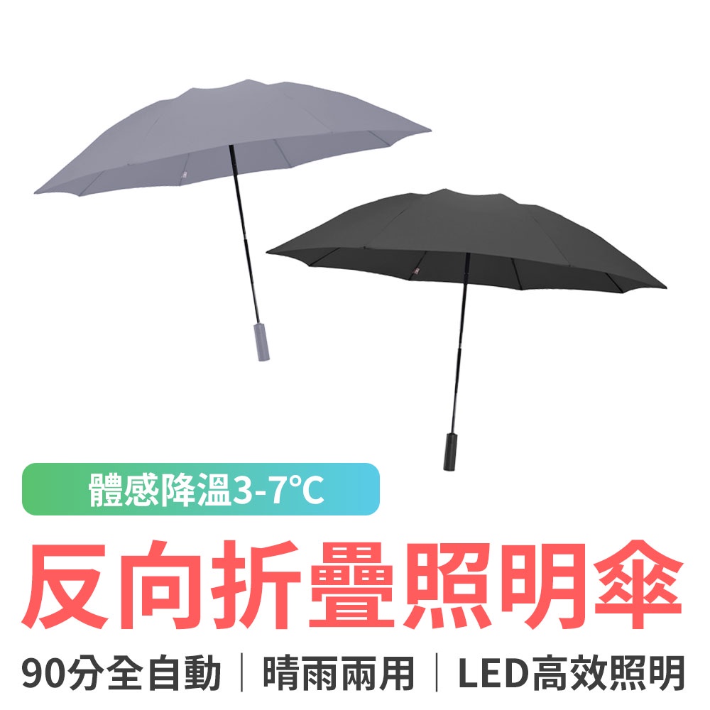 小米有品 90分全自動反向折疊照明傘 反向傘 折疊傘 自動傘 陽傘 摺疊傘 雨傘