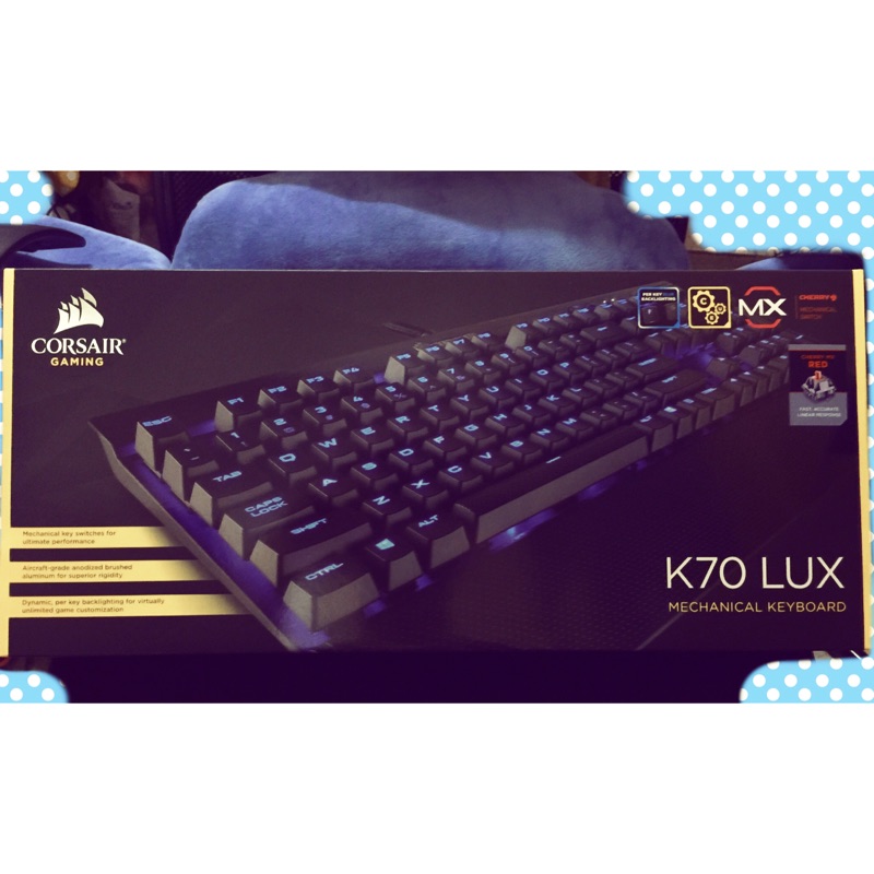 海盜船 K70 LUX 機械式鍵盤 紅軸 藍光 中文 USB擴充 可拆手墊 多媒體鍵 可面交