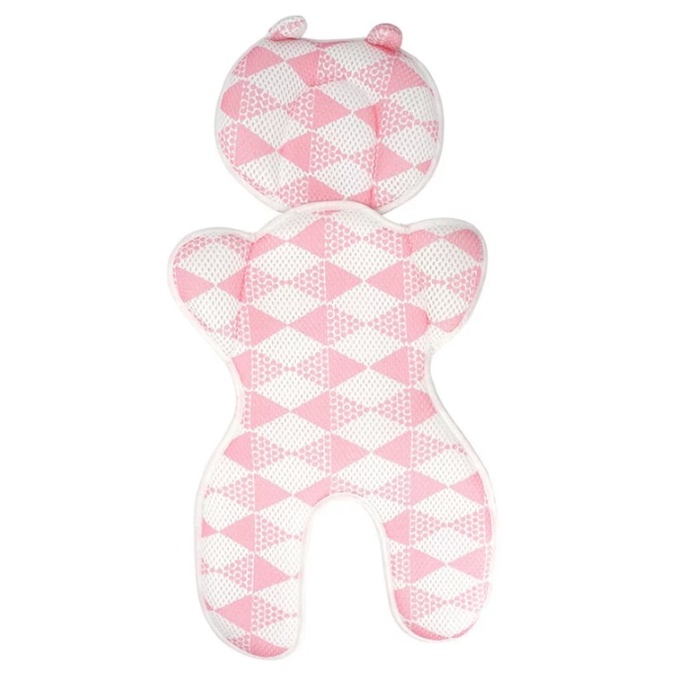 二手~日本【YODO XIUI】嬰兒車涼墊3D透氣網眼雙層安全座椅透氣墊-粉色