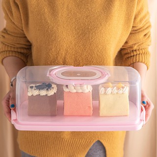 手提透明吐司蛋糕盒/便攜式蛋糕捲提盒/可重複使用點心盒