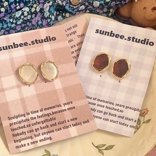sunbee 現貨 正韓 金邊復古耳環 S5