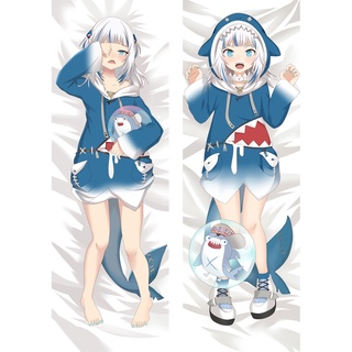 動漫 Hololive VTuber Gawr Gura 枕套 2 面印花抱枕身體枕套桃色