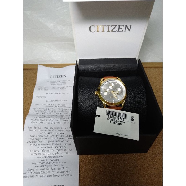 【正品】CITIZEN光動能手錶 焦糖色水晶 fd2052-07a