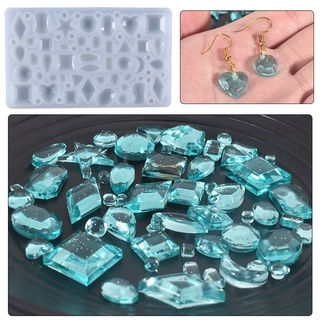 各形寶石鏡面矽膠模 迷你整版鑽石耳釘耳墜滴膠模具愛心幾何水滴月亮五星吊墜矽膠模具🚀臺灣出貨【小陶器手作素材】