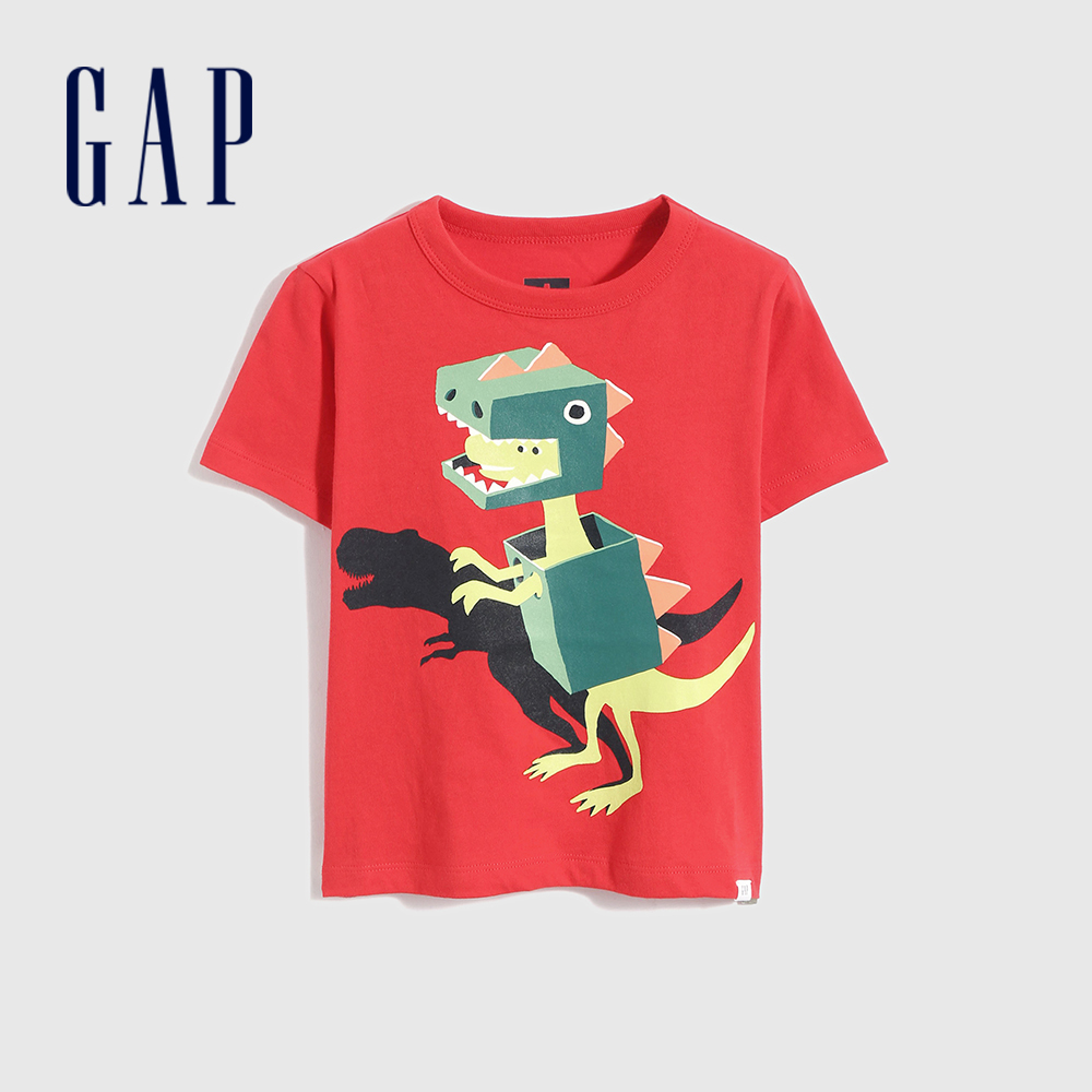 Gap 男幼童裝 純棉動物印花短袖T恤 布萊納系列-紅色(697993)