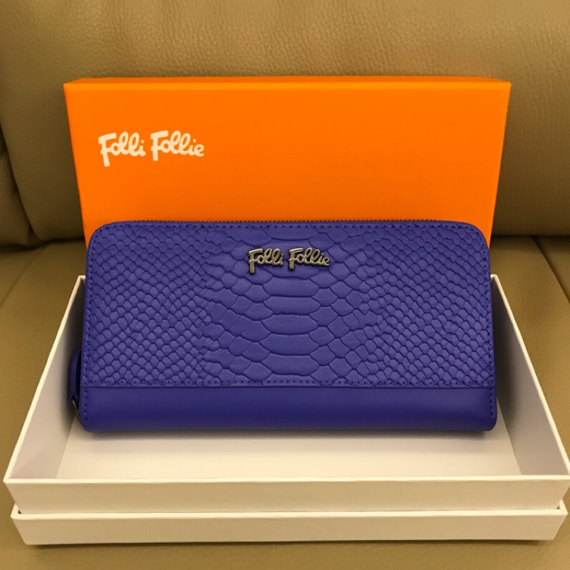 folli follie❤️ 鱷魚紋 藍紫色皮夾