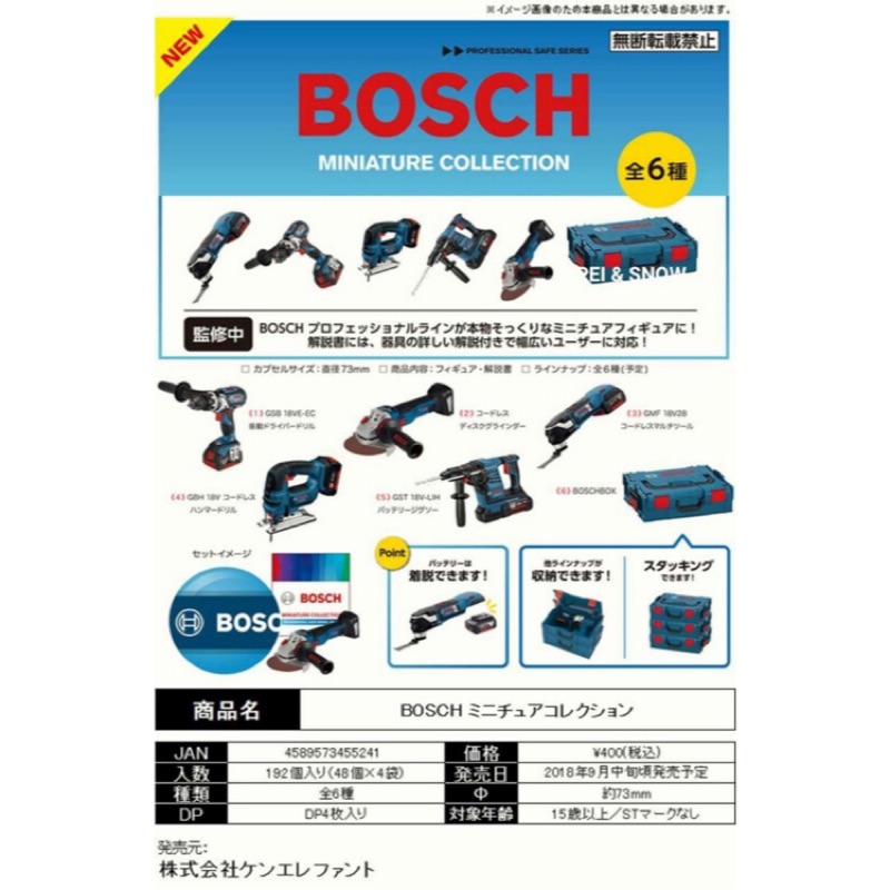 德國BOSCH 迷你工具機工具組 扭蛋全6款 預購中