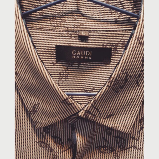 +二手代售+ Gaudi 男生義大利風藍紋襯衫