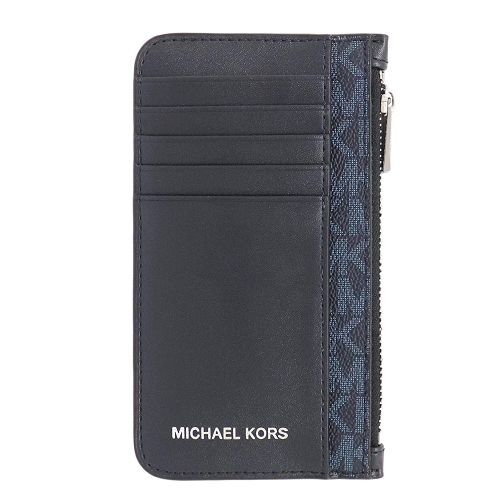 MICHAEL KORS 大款名片夾 零錢包 防刮PVC皮革 卡片夾 錢包 信用卡夾 M91324 藍色MK(現貨)