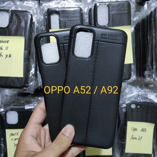 OPPO A53 A33 A52 A92 手機殼軟殼自動對焦皮革橙色皮膚矽膠黑色自動對焦外殼保護套黑色 OPPO A52