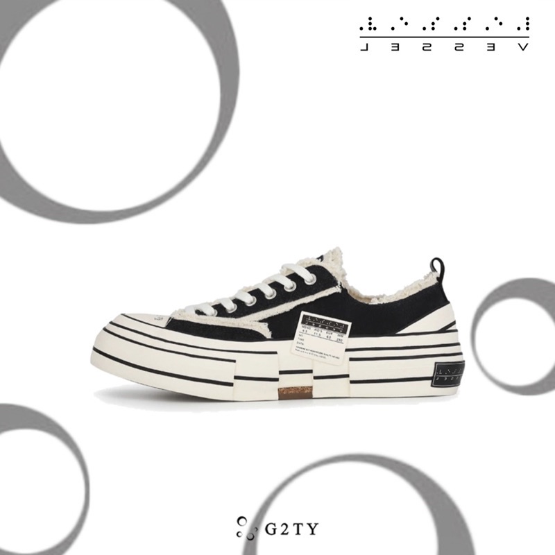 [G2TY] xVESSEL G.O.P. 硫化鞋 黑白 基本款 經典 硫化鞋 解構 帆布鞋 漸層 吳建豪 拼接 不修邊