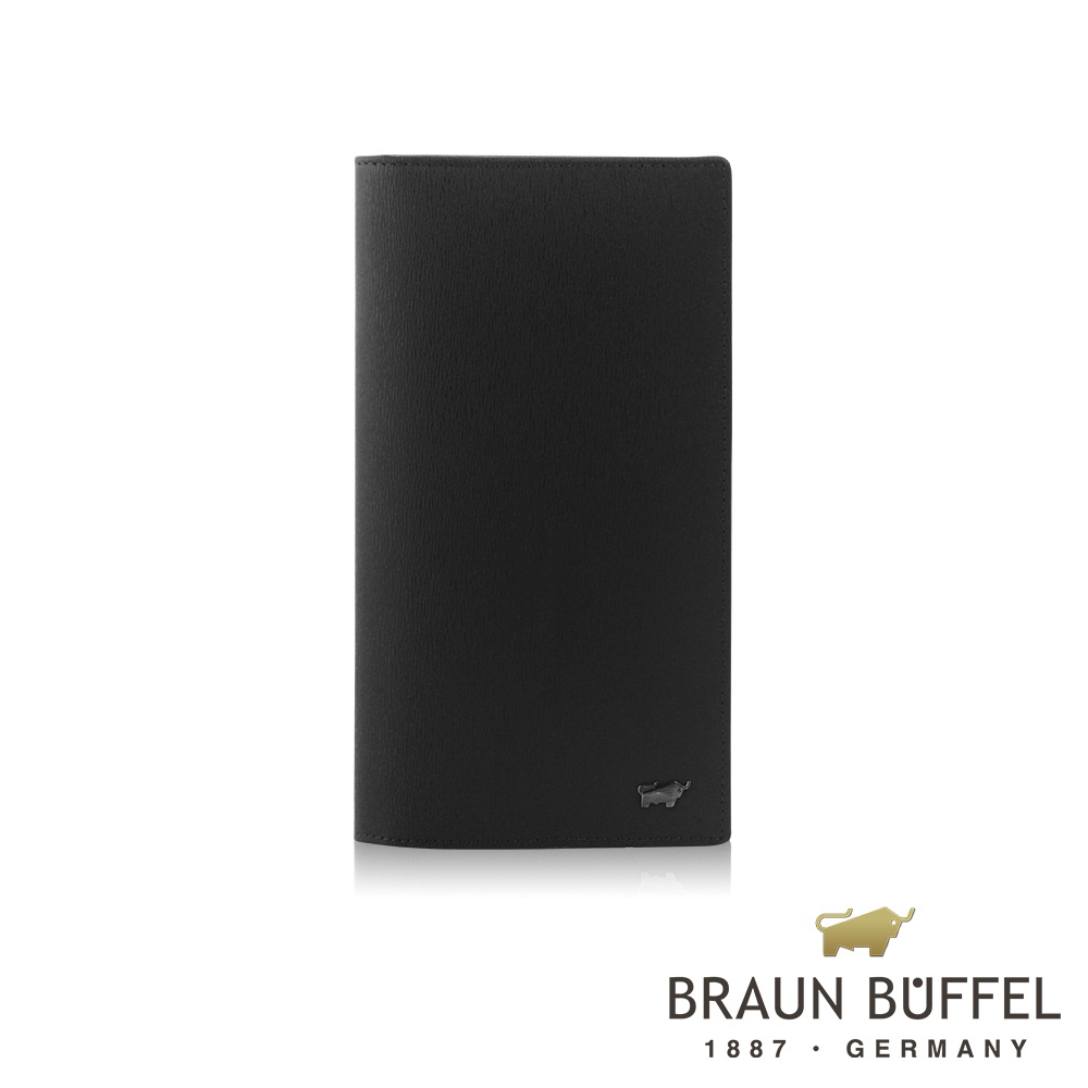 【BRAUN BUFFEL 德國小金牛】台灣總代理 默瑟-II 17卡拉鍊零錢袋長夾-黑色/BF384-631-BK