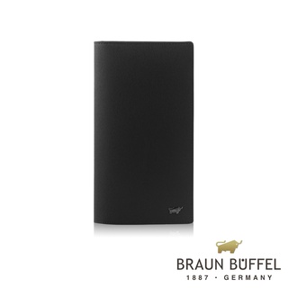 【BRAUN BUFFEL 德國小金牛】台灣總代理 默瑟-II 17卡拉鍊零錢袋長夾-黑色/BF384-631-BK