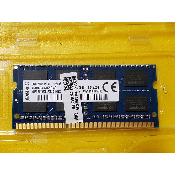 金士頓 Kingston 筆記型電腦 DDR3-1600 8GB記憶體1599+一元起標