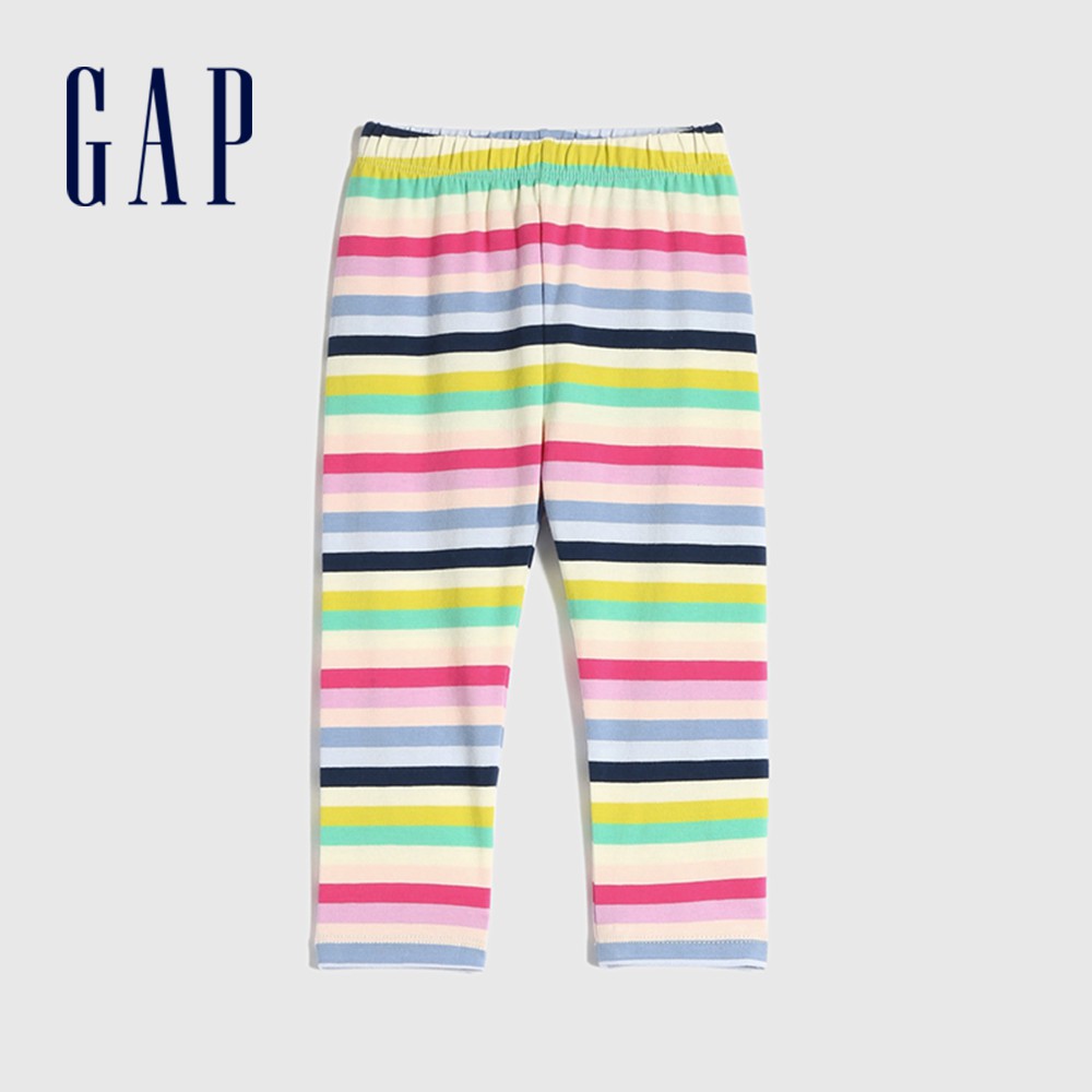 Gap 嬰兒裝 柔軟撞色條紋鬆緊內搭褲-彩色條紋(636328)