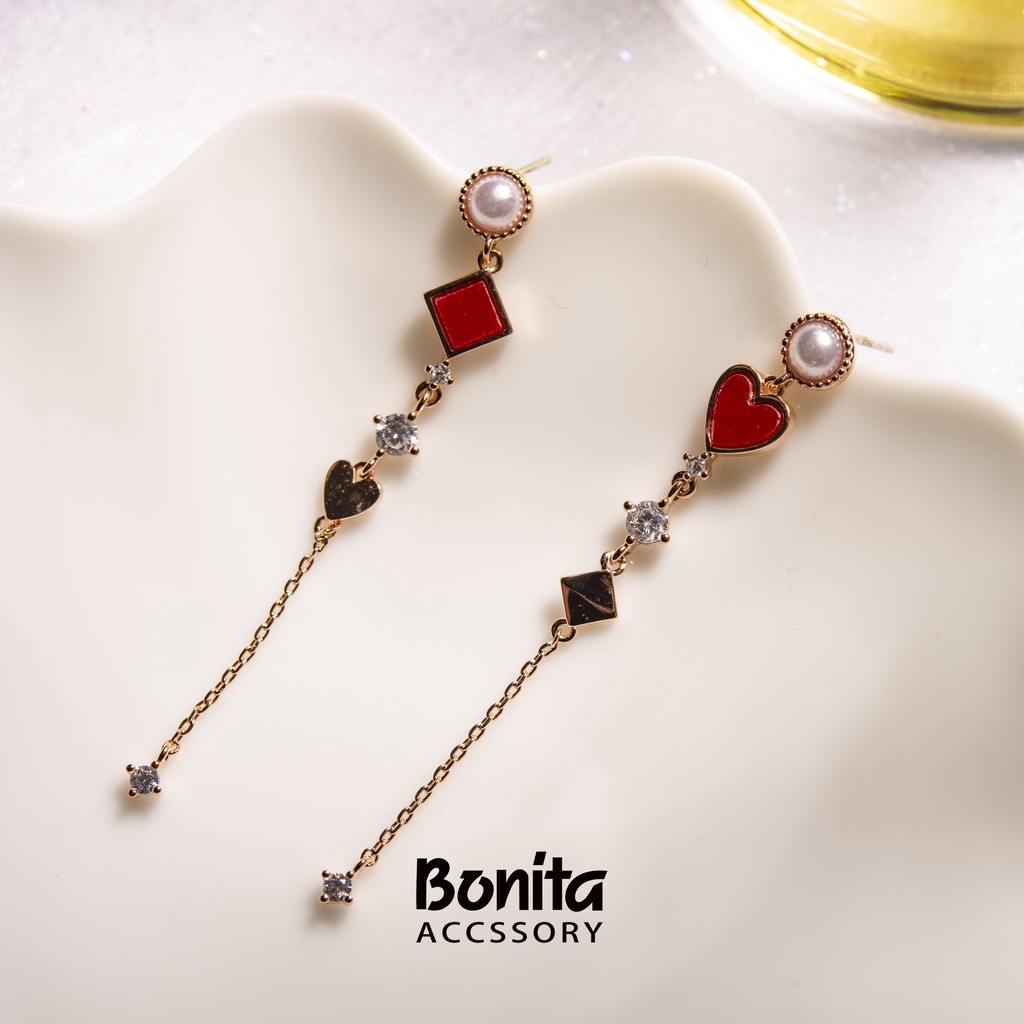 【Bonita】925銀針/撲克不對稱耳針耳環700-9284(任選二件NT$290)
