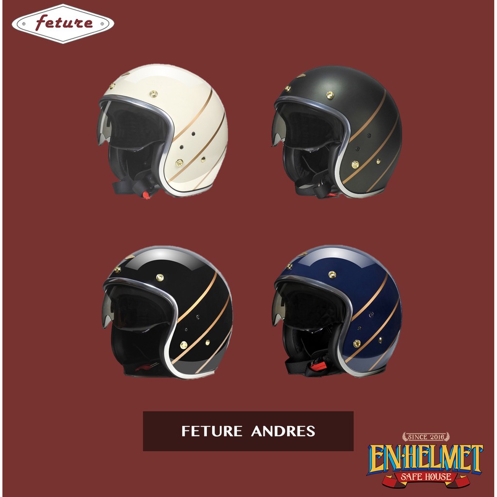『EN安全帽』免運 Feture Helmet ANDRES 皮革 邊條 安全帽 3/4 半罩 復古帽 飛喬