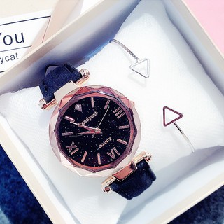 現貨-女士手錶防水時尚新款韓版簡約休閒大氣復古夜光星空石英女錶W12