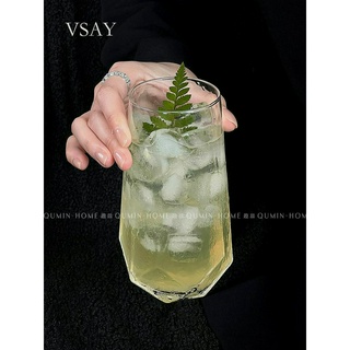 🔥 熱賣 限時免運 ins風菱角玻璃杯透明冷飲杯高顏值蘇打氣泡檸檬水杯果汁水果茶杯