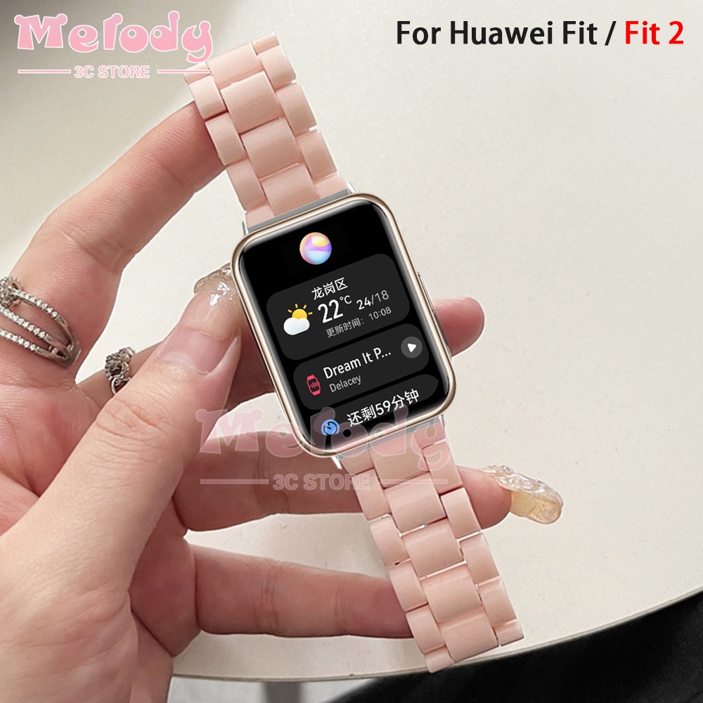 適用於華為 Watch Fit / fit2 Macaron 的糖果色樹脂錶帶替換腕帶 fit2 錶帶