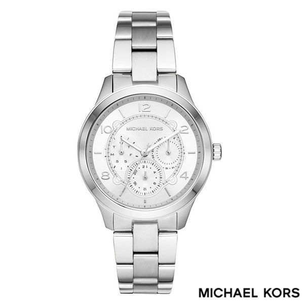 MICHAEL KORS 銀色數字三眼鋼帶女錶 MK6587 38mm 公司貨保固2年