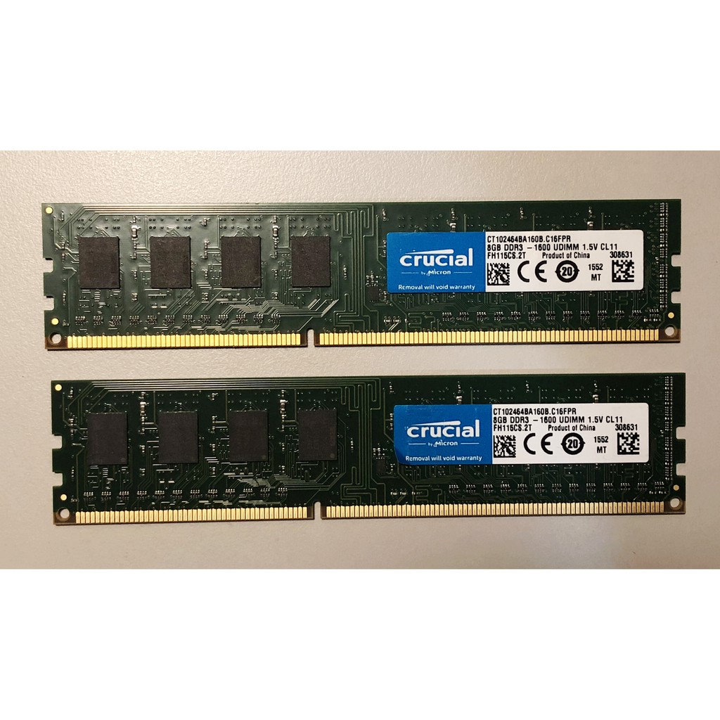 美光 Crucial 8GB DDR3-1600 1.5V （兩入、跑雙通道）