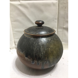 臺灣陶藝作品 (3)林振生 高檔落灰自然流釉 柴燒陶甕