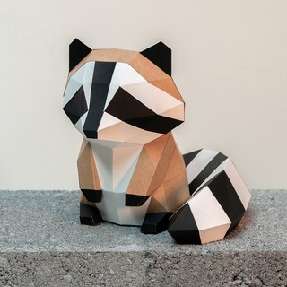 問創設計 DIY手作3D紙模型 禮物 擺飾 小動物系列 -呆萌小浣熊