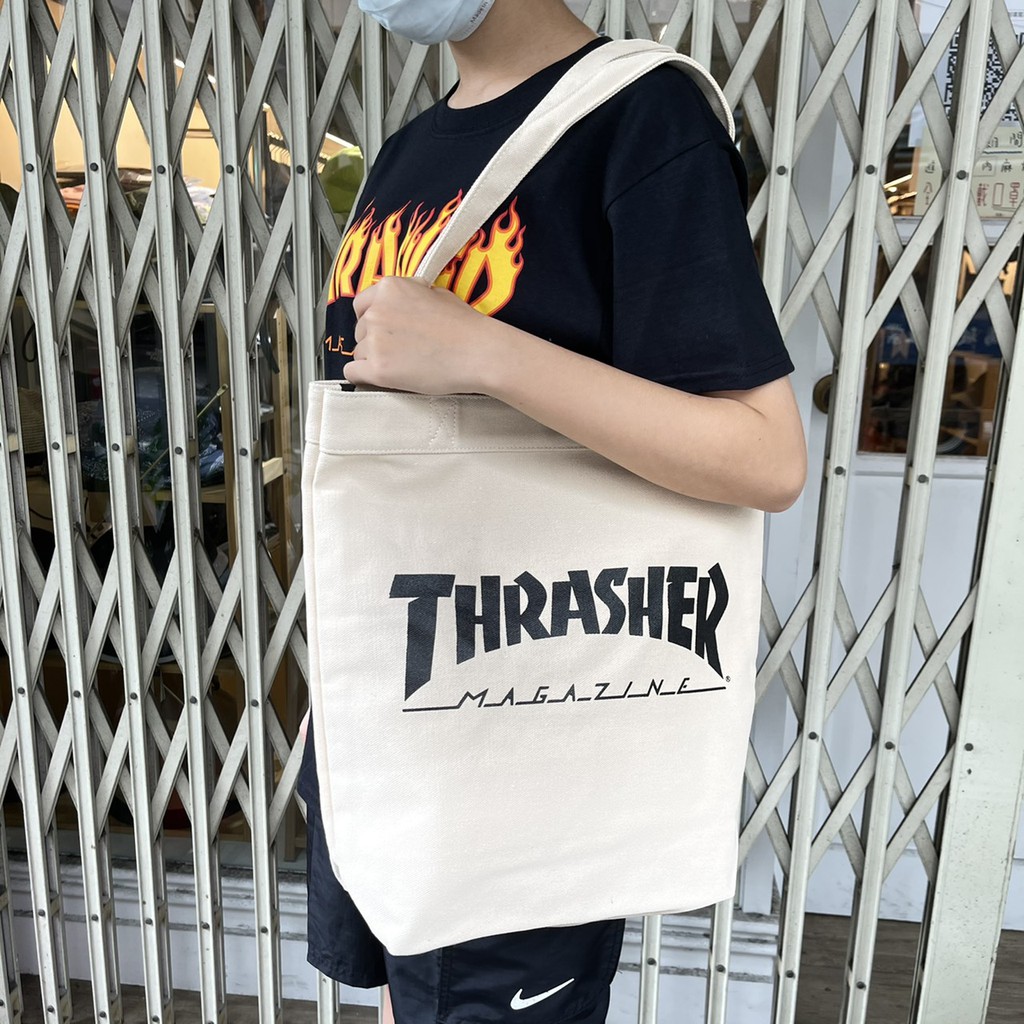 {XENO} 日本 THRASHER MAG LOGO TOTE BAG 帆布 托特包 包包 GD 包 手提袋 側背包