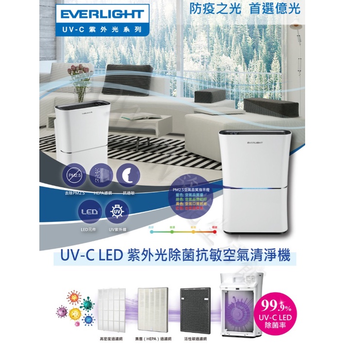 【EVERLIGHT】億光 UVC-LED 空氣清淨機 EL400F 殺菌抗敏 抗PM2.5 紫外線殺菌機