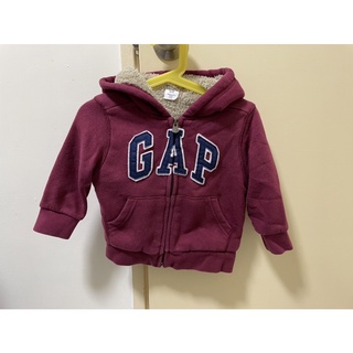 二手 GAP logo幼童 兒童 鋪毛外套 酒紅色90cm（18-24 months）
