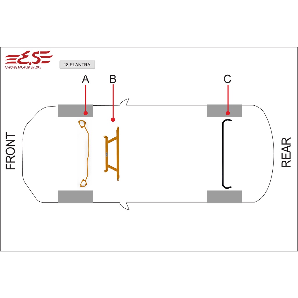 阿宏改裝部品 2018- ELANTRA SPORT E.SPRING 引擎室拉桿 井字拉桿 後下防傾桿 3期0利率
