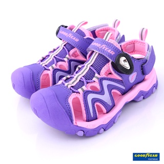 GOODYEAR固特異 童款 護趾 磁扣 運動 涼鞋 亦可當拖鞋~GAKS18867紫粉
