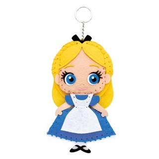 【現貨】小禮堂 迪士尼 愛麗絲夢遊仙境 愛麗絲 DIY不織布玩偶鑰匙圈 (藍綠款)
