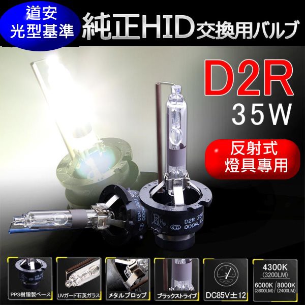 標準D2R 帶遮光塗層 反射式HID燈具專用 非D2C 切線不模糊 本田/豐田車用 4300K 6000K 8000K