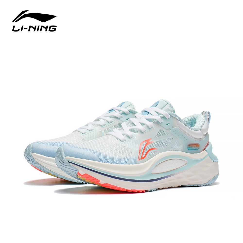 【LI-NING 李寧】烈駿6代 女子 反光 輕量 高回彈 穩定 跑鞋 標準白/水藍色 ARZS002-8