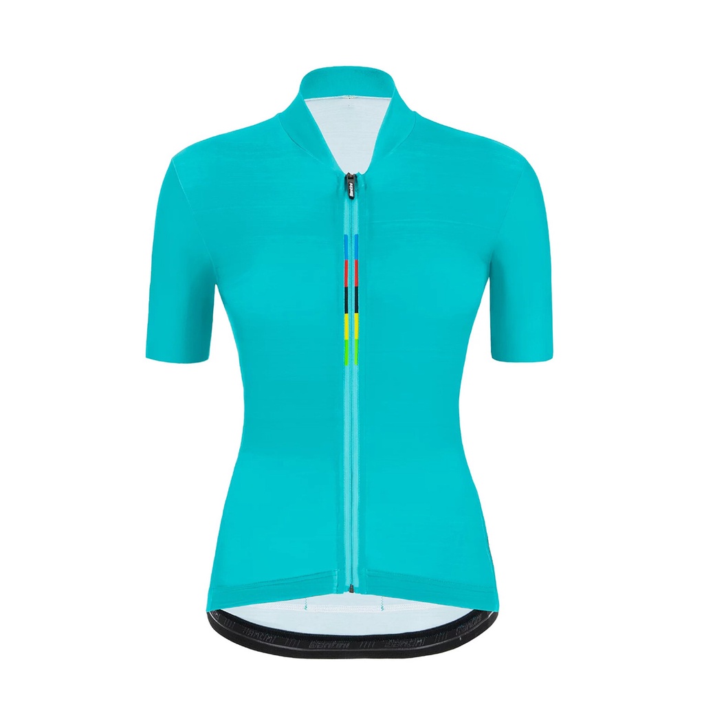 【三鉄共購】【SANTINI】女 UCI彩虹「喚醒」短袖車衣-水綠