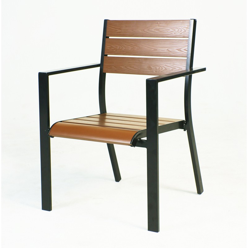 【FU30-9】 鋁合金塑木椅-A(黑)  A19096