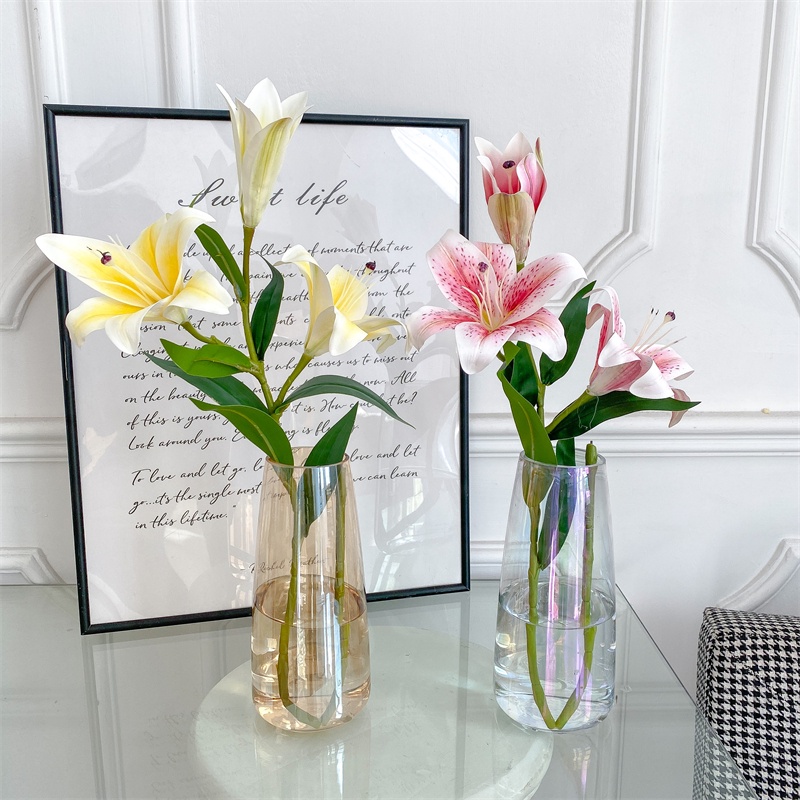 只賣精品 Ins簡約保溼玫瑰花百合花假花花瓶插花房間裝飾仿真花桌面擺件 蝦皮購物
