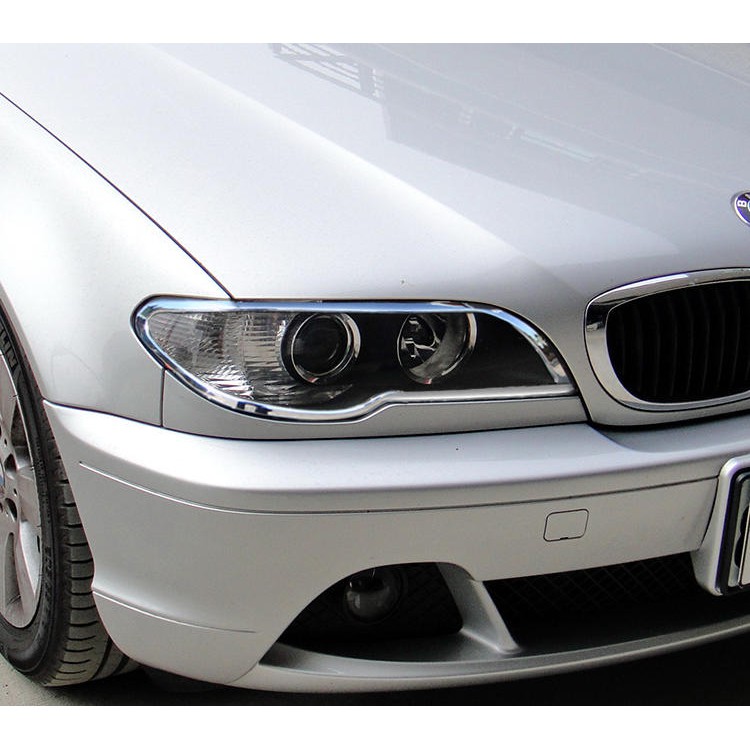 BMW 3 兩門 E46 03~06 318 320 323 325 330 335 改裝鍍鉻車燈框 頭燈框貼