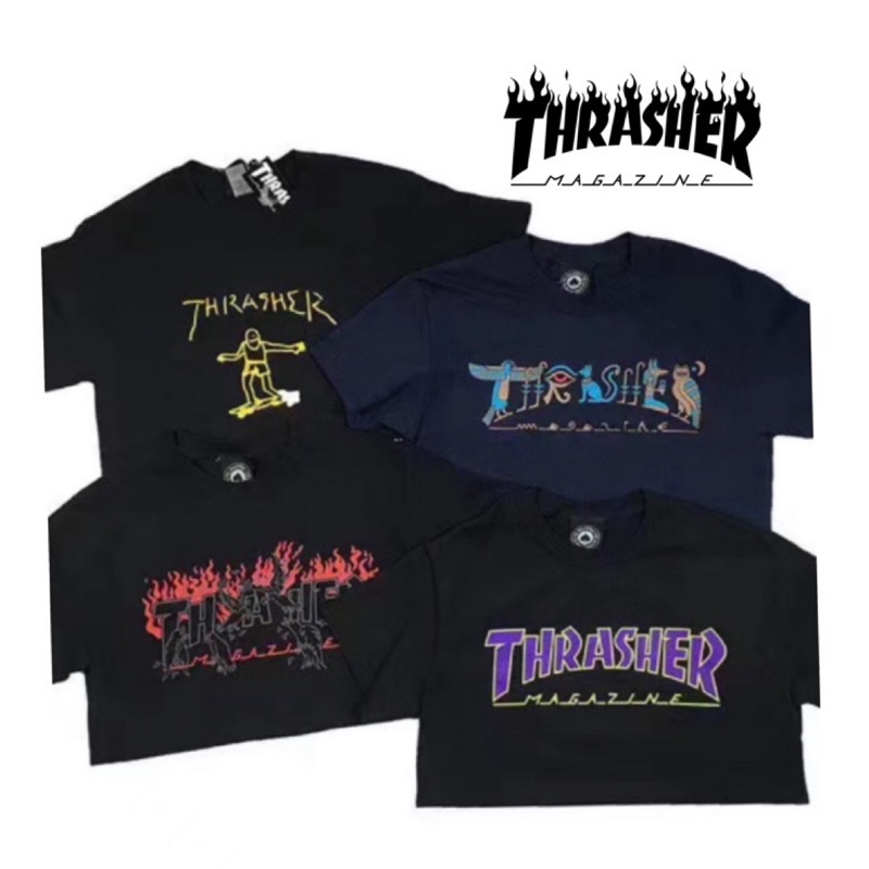 美國正品代購Thrasher Flame gonz T🔥古老 圖騰 火焰 烏鴉 塗鴉 短袖T恤 潮流 滑板 火柴人