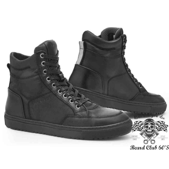 ♛大鬍子俱樂部♛ REVIT ® Grand 荷蘭 復古 Cafe 牛皮 腳踝保護 騎行 運動鞋 休閒鞋 車靴 黑色