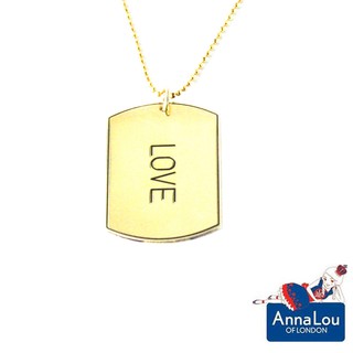 Anna Lou Of London 倫敦品牌 優雅方牌字墜 金項鍊 LOVE