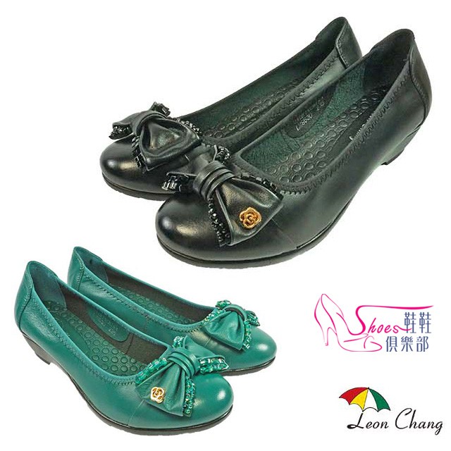 Leon Chang雨傘牌 全牛皮 經典淑女坡跟鞋 170-LM8630 鞋鞋俱樂部