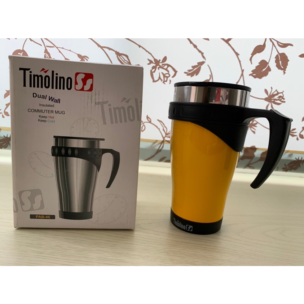 【全新】Timolino 保溫杯 (500ml，鮮黃色有把手)