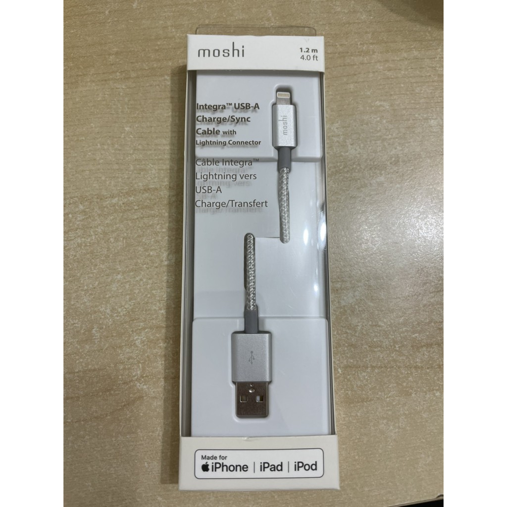 Moshi Integra™強韌系列 Lightning to USB-A 編織充電線 (1.2 m白)