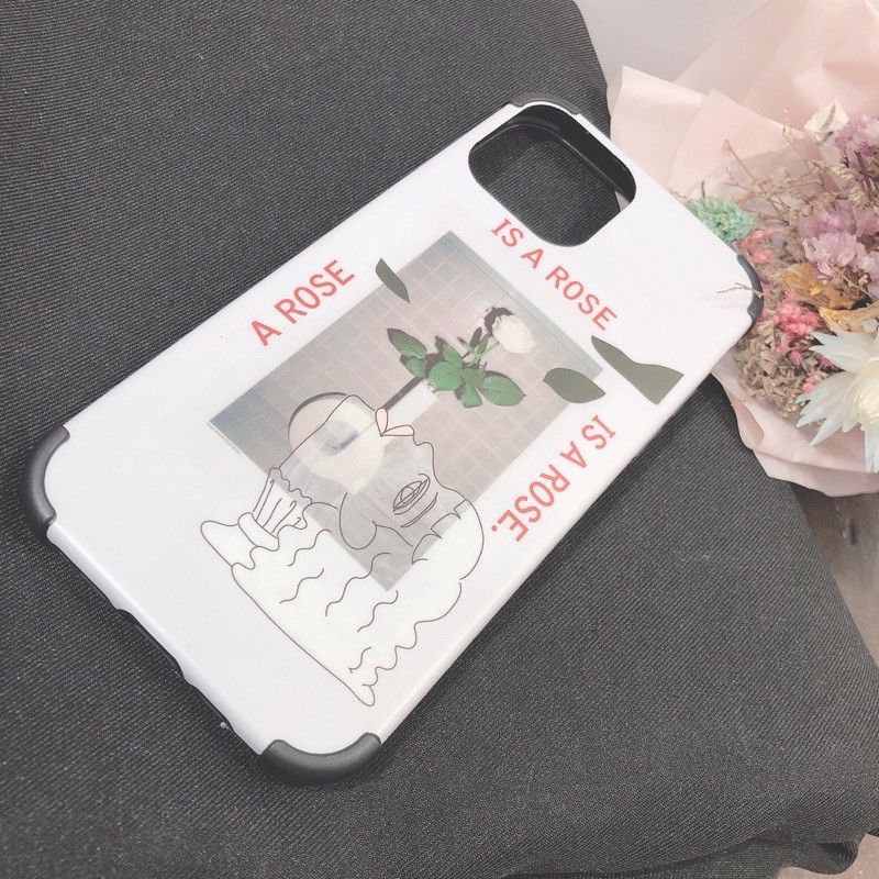 Iphone 系列手機殼12 12pro 幾何線條文青手機殼幾何線條玫瑰花圖文文字文青質感手機殼 蝦皮購物