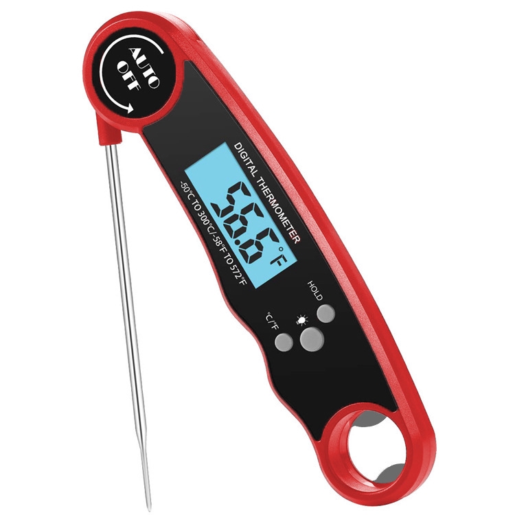 【現貨】防水電子數顯溫度計 BBQ燒烤測溫探針 折疊背光夜視肉類食品溫度計 探針溫度計