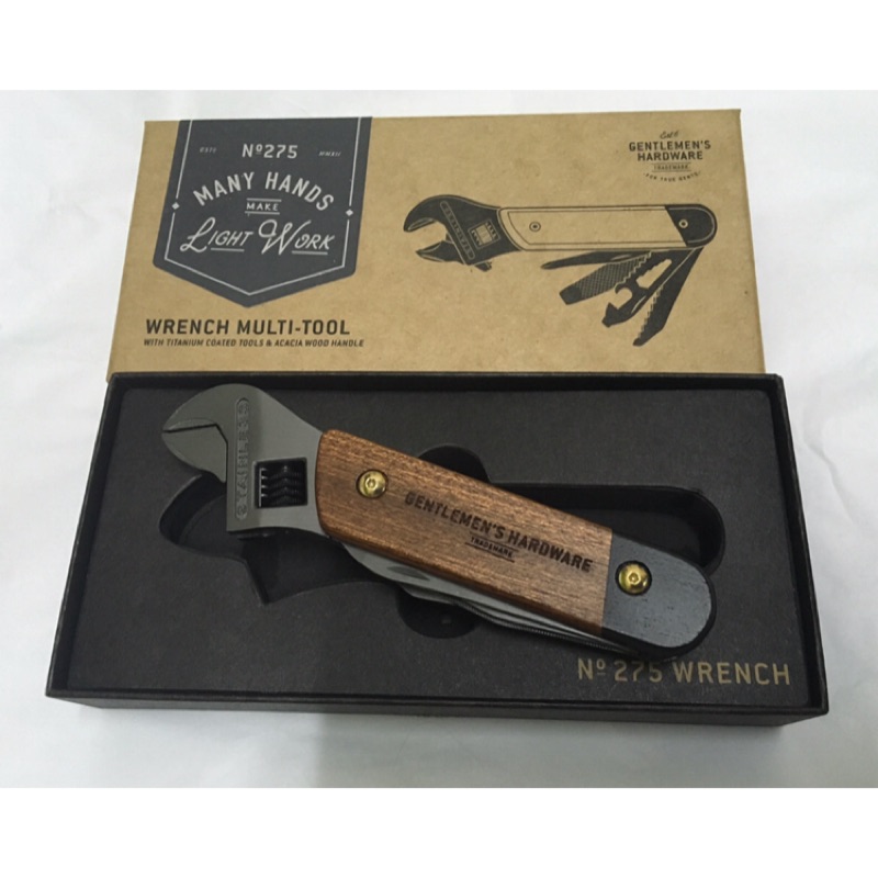 全新 Gentlemen‘s Hardware Wrench 鈦鍍膜 相思木柄 戶外萬用工具 簡易工具